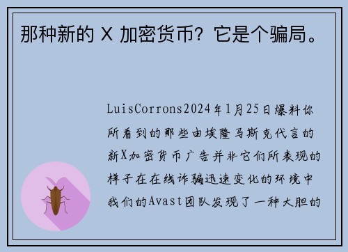 那种新的 X 加密货币？它是个骗局。